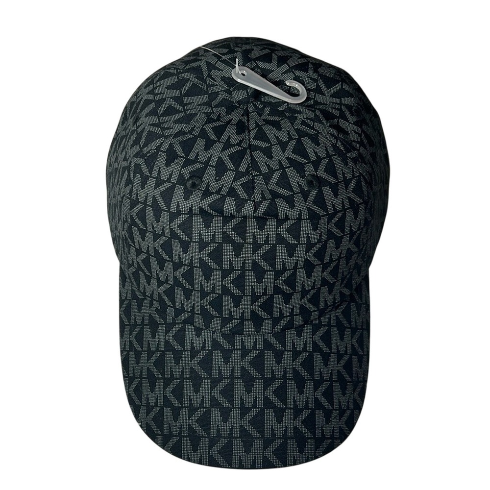 Michael Kors MK Monogram Logo Baseball Cap Black Grey Adjustable‎ Hat NEW